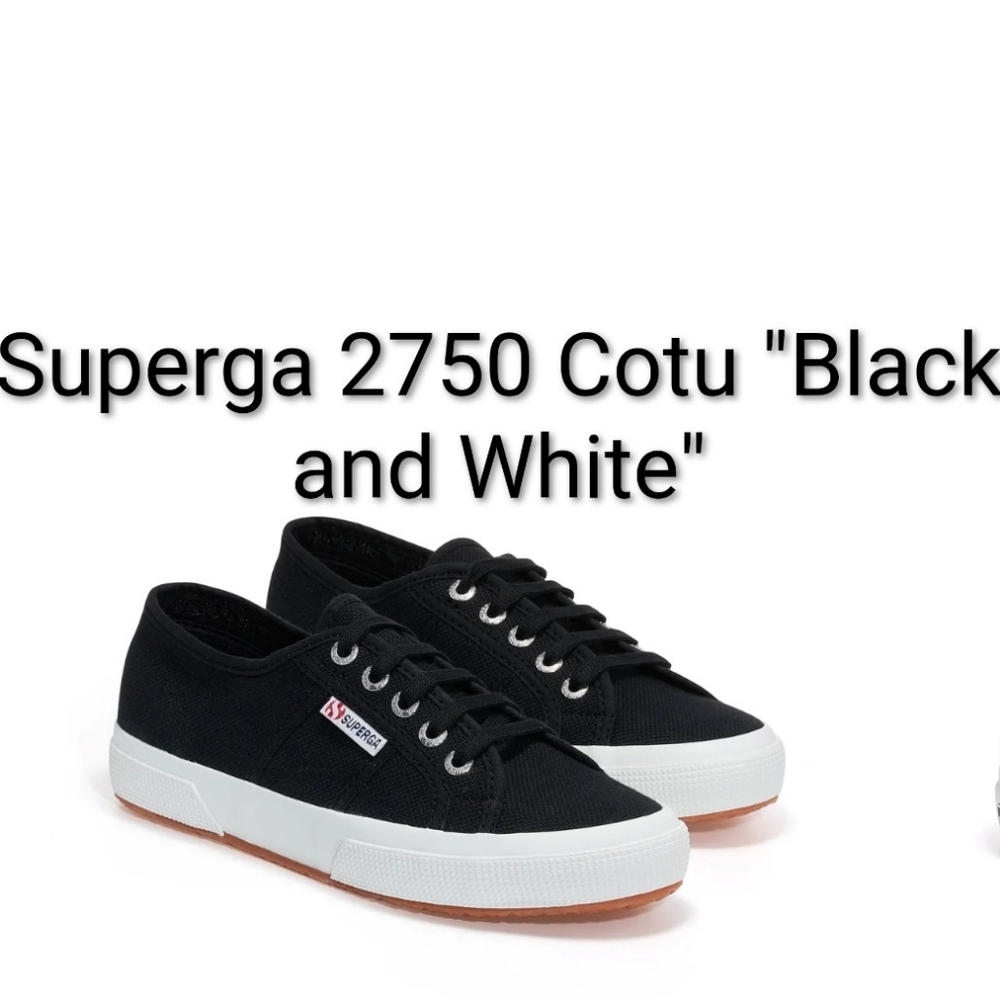 Superga 2750 Cotu Sneakers - Black and White Mens 6 Womens 7.5 NWT & BOX